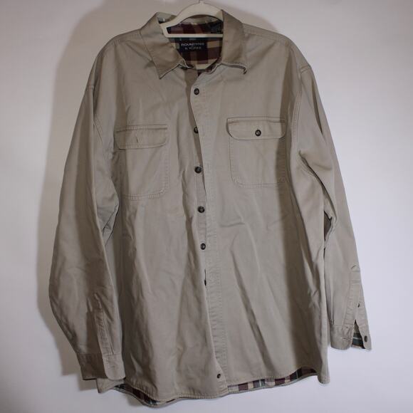 Roundtree & Yorke Beige 100% Cotton Outerwear Button Up Jacket Size XL - Picture 1 of 5